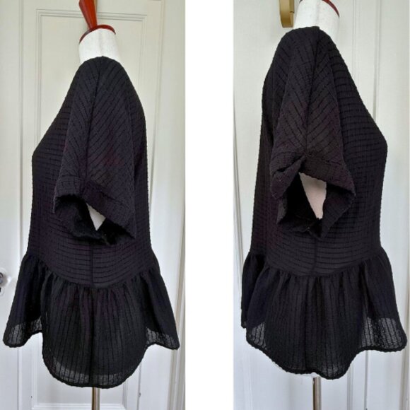 BLU PEPPER Black Lightweight Peplum Top Size L - Picture 4 of 9
